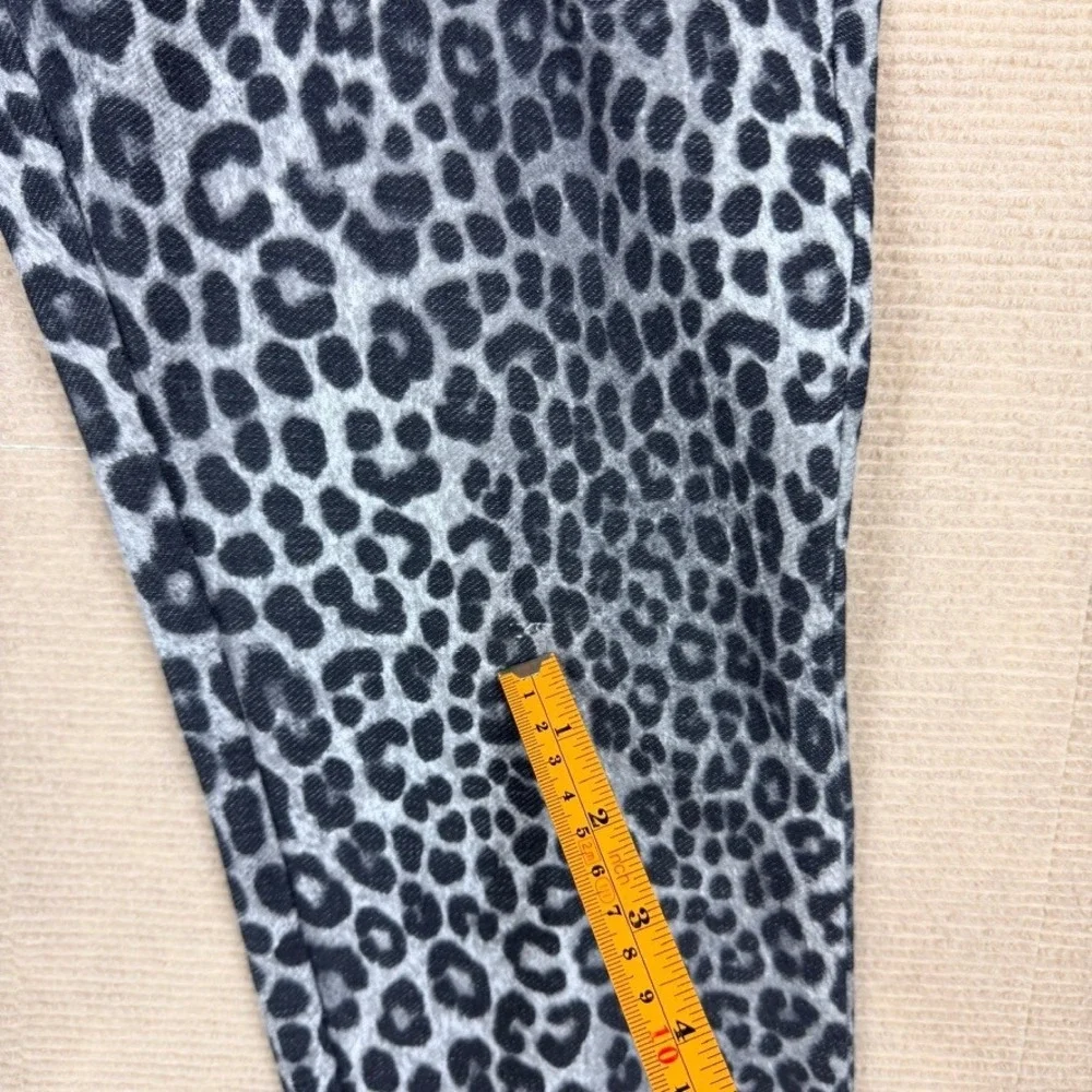 Michael Kors Women Grey Black Leopard Print Stretch Pull On Leggings Size L